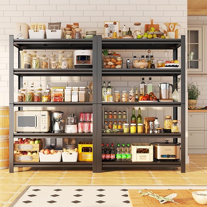 Kitchen Shelves Storage Heavy Duty 4-Tier Adjustable Shelving,Utility Metal Storage Shelf Rack Unit,Free Standing Organization for Kitchen, Pantry, Warehouse, Black(63" H*35.4" W*13.8" D)