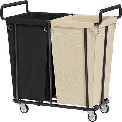 Gewudraw Large Laundry Hamper with Wheels, 2 Bag 360L Big Rolling Laundry Basket Sorter Cart, Extra Large Clothes Hamper, Heavy Duty Laundry Basket Organizer for Laundry Room, Bathroom