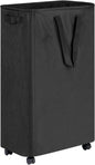 efluky Slim Laundry Hamper with Wheels, Rolling Laundry Basket for Clothes, Small Laundry Basket for Bedroom, Dorm and Laundry Room, 75L (19.8 Gallons) Black
