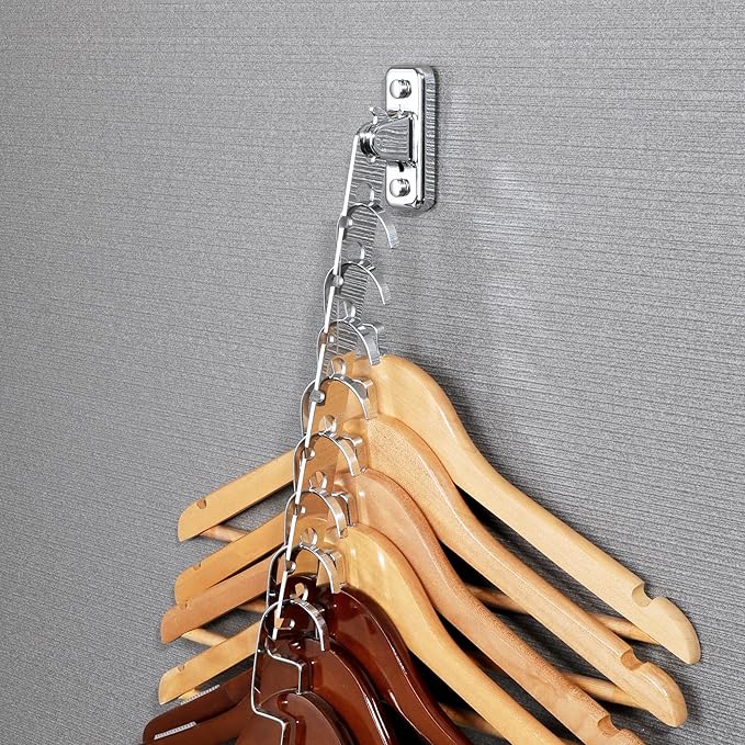 Alise Clothes Drying Rack Wall Mounted Coat Hanger,Folding Hanger Rack Clothes Hook Closet Storage Organizer,Swivel Space Saving Clothes Hanger Rack for Bedroom Bathroom Laundry,Polished Chrome