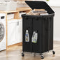 40 Gal Large Laundry Hamper with Lid, Rolling Laundry Basket with Wheels, Oxford Fabric Dirty Clothes Hampers with Removable Laundry Bag & Metal Frame for Bedroom, Laundry Room, Bathroom, Dorm(Black)