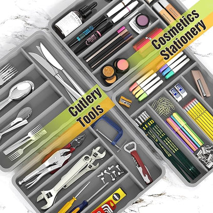 Simple Houseware 5 Compartments Kitchen Drawer Flatware, Gray