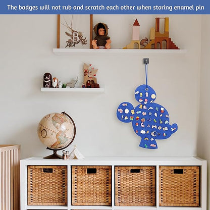 Hanging Brooch Pin Organizer Enamel Pin Display Cute Cartoon Shape Brooch Pin Display Storage Holder for Brooch Pin(Without Accessories ) (black+blue)
