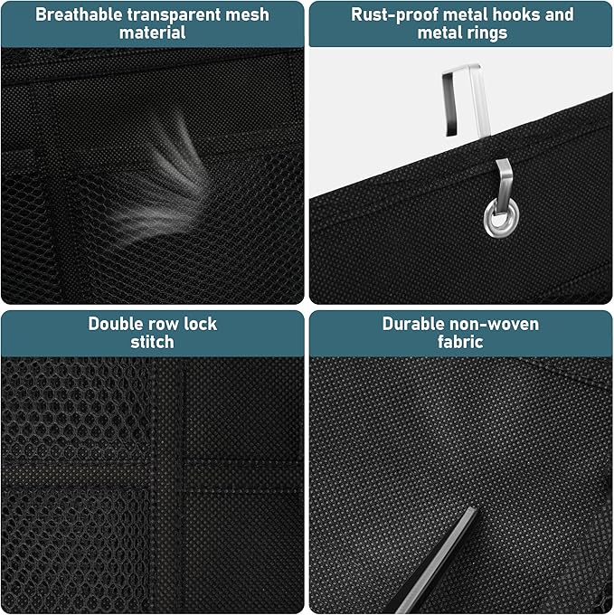 24 Large Pockets Upgraded Over the Door Shoe Organizer, Enhanced Hanging Solution Holder Closets, Shoe Cabinets for Everyone