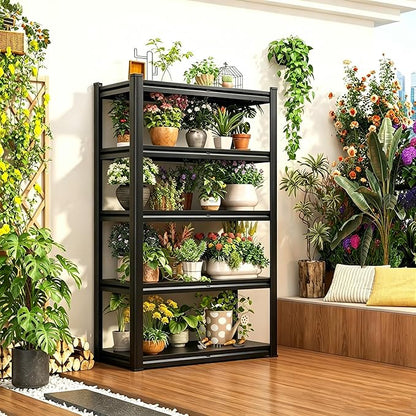 78''H Garage Shelving 5 Tier Wood Storage Shelves 2500 LBS Load Capacity Adjustabl Shelf Units 78" H*36" W*14" D Metal Shelving Suitable for Basement Warehouse Pantry,Black