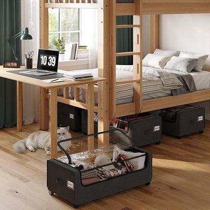 Under Bed Storage With Wheels, XXXXL Large Underbed Storage Organizer, 90L Capacity, for Shoes, Clothes, Blankets, Bedding