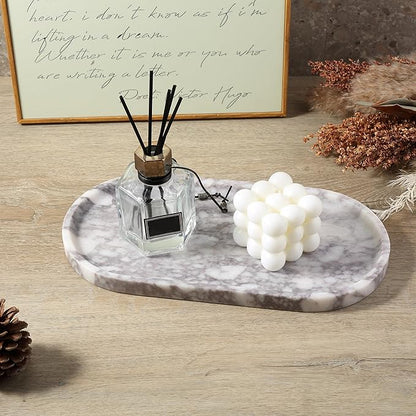 Koville Real Luxurious Marble Vanity Tray, 12"x6" Calacatta Viola Marble Catchall Tray for Bathroom, Natural Stone Perfume Trays Jewelry Dish for Dresser, Genuine Stone Storage Tray for Home Decor
