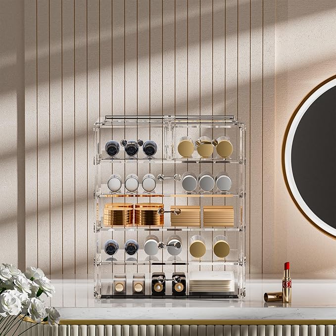 Acrylic Clear Large Makeup Organizer - Jewelry Holder Organizer, Perfect Make Up Organizers and Storage for Vanity, Bathroom (4 Large, 2 Small Drawers - Clear)