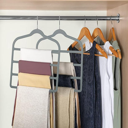 Velvet Pants Clothes Hanger Space Saving Non Slip Pants Shorts Hanger, Myfolrena Jeans Slack Trousers Hangers Multiple Velvet Hanger Closet Storage and Organization for Jeans,Scarf,Tie(Grey, 5)
