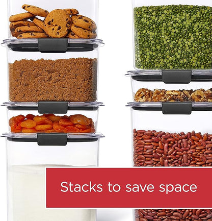 Rubbermaid Brilliance 12-Cup Airtight Food Storage Container,Perfect for Pantry Staples,Clear/Grey,(Pack of 2)