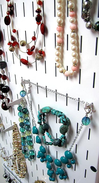 Wall Control Jewelry Organizer Wall Hanging Jewelry Holder Kit Wall Mounted Necklace Organizer Kit in White