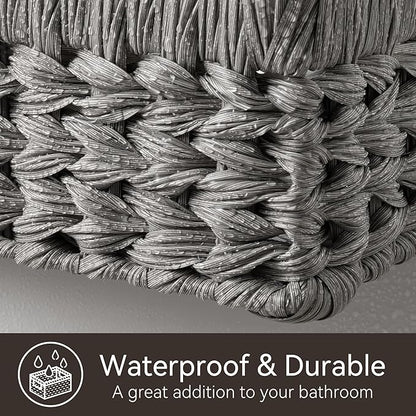 GRANNY SAYS Wicker Basket for Organizing, Wicker Storage Baskets for Shelves, Woven Baskets for Pantry Storage, Rectangle Basket, Gray, 1Pack