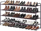 MISSLO 4 Tier Long Shoe Organizer for Closet Shoe Rack for Bedroom Closet Floor Shoe Shelf for Entryway Storage Stackable Wide Shoe Shelf Stores 30 Pairs of Men Sneakers, Brown