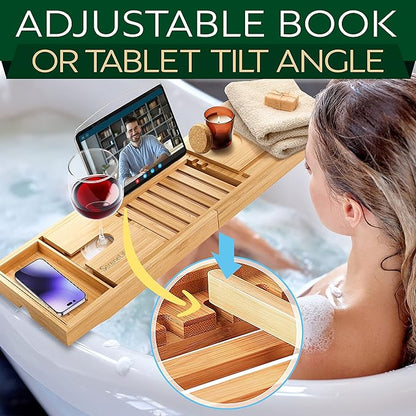 SereneLife Premium Bathtub Tray Caddy, Expandable Bath Tray, Unique House Warming Gifts, Gift for Mom, Women, New Home, Wedding, Anniversary, Bridal Shower, Universal Fit for All Tub - Classic