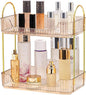 Akinbas 2 Tier Bathroom Organizer Countertop Makeup Perfume Tray Skincare Organizer for Bathroom Dresser Vanity (Gold)
