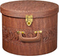 Creative Scents Large Hat Box for Men & Women Storage- Round Hat Box Container Easy Travel with Gold locking Lid and Sturdy Handle Great for Carrying & Protecting Round Hats and Caps. (Brown)