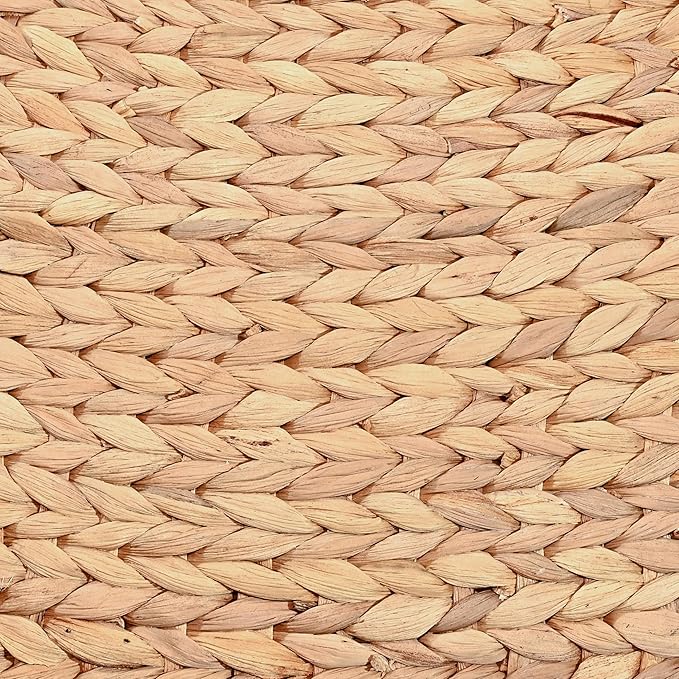 happimess BSK2002A-3SET Nellie Farmhouse Classic Handwoven Hyacinth Boat Wicker Storage Baskets with Handles, Natural (Set of 3), Seagrass Containers for Decoration in Living Room, Bedroom