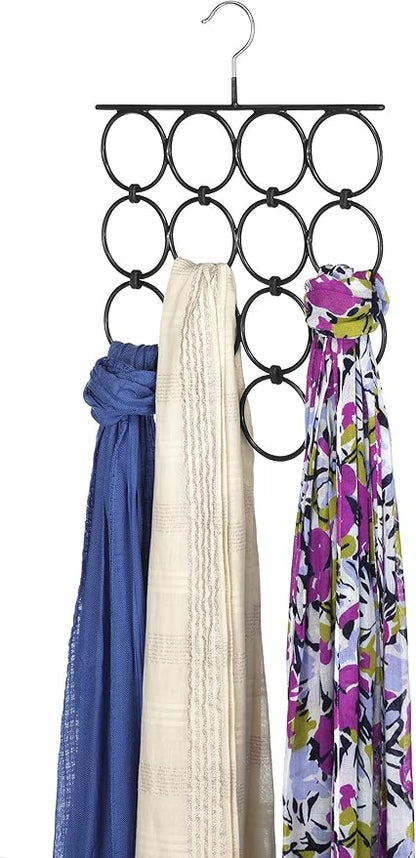 Whitmor Folding Scarf/Accessory Hanger, Black & Chrome, 0. 47 x 12. 25 x 15. 88 inch