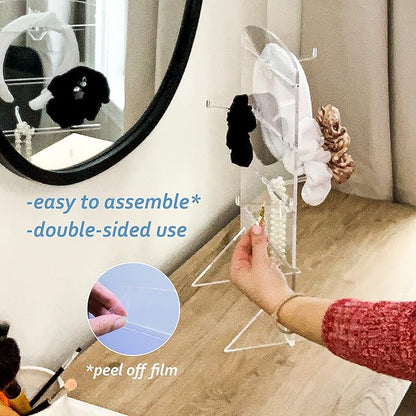 FROG SAC Jewelry Organizer, Clear Acrylic Bracelet and Necklace Holder, Headband Storage Organization, Hair Scrunchie Stand for Room, Wall Mounted Hanging Organizers, Bedroom Vanity Ring Display