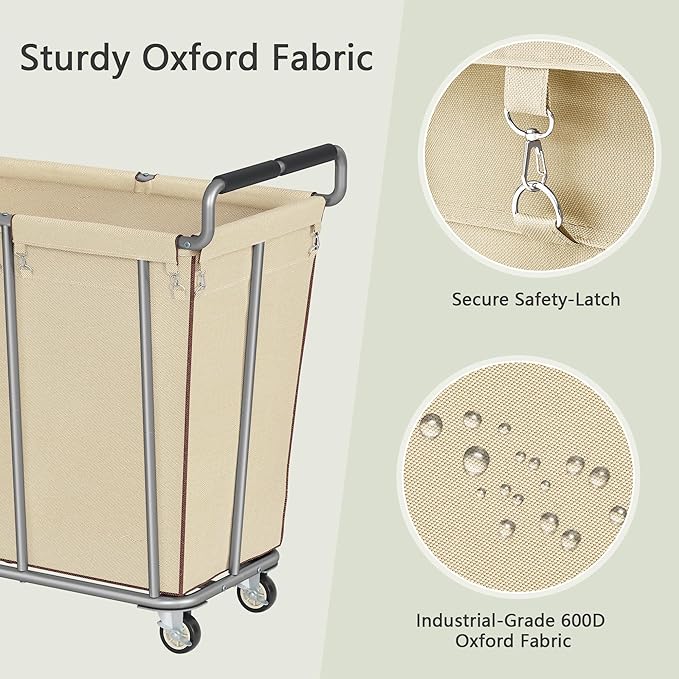 Gewudraw Large laundry hamper with Wheels, 2 Bag 360L Big Rolling Laundry Basket Sorter Cart, Extra Large Laundry Clothes Hamper, Heavy Duty Laundry Basket Organizer for Laundry Room,Bathroom