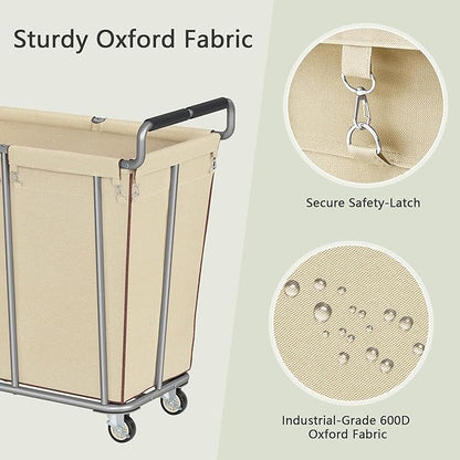 Gewudraw Large laundry hamper with Wheels, 2 Bag 360L Big Rolling Laundry Basket Sorter Cart, Extra Large Laundry Clothes Hamper, Heavy Duty Laundry Basket Organizer for Laundry Room,Bathroom