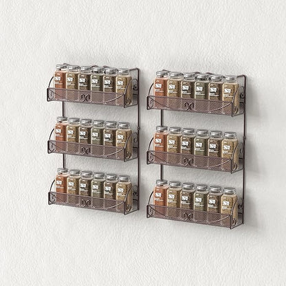 Deco Brothers 3 Tier Wall Mounted Spice Rack, 2 Pack, Bronze