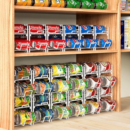 Simple Houseware Stackable Beverage Soda Can Dispenser Organizer Rack, White - 2 Pack