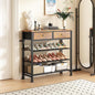Kitstorack Shoe Rack, 4 Tier Shoe Organizer for 9-12 Pairs of Shoes, with 2 Drawers, 3 Fabric Shelves and Wooden Top, Shoe Rack for Closet Entryway, Rustic Brown