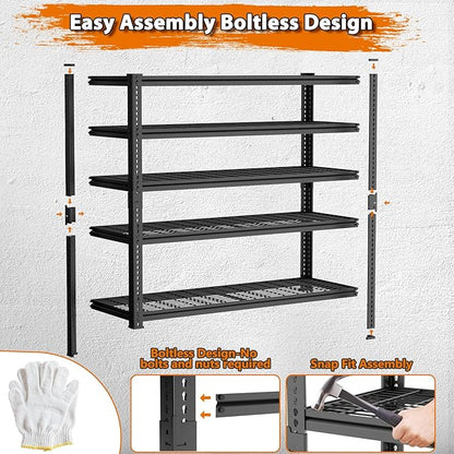 Storage Shelves Heavy Duty, 3 PCS 48" L x 18" W x 72" H Garage Wire Shelving Unit Loads 2800LBS, 5-tier Adjustable Metal Industrial Utility Shelf Rack for Kitchen, Laundry Room, Warehouse, Basement