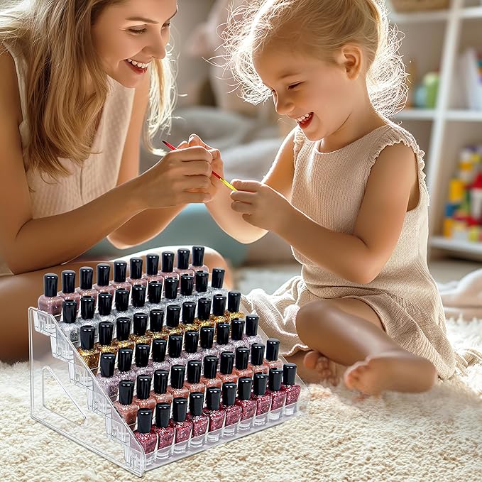 6-Tier Clear Acrylic Nail Polish Storage, Holds 48-96 Bottles, Multi-Purpose Nail Polish Rack, Sunglasses, Essential Oils and Cosmetics