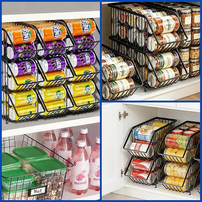 Soda Can Organizer of 4 Pack,Stackable Can Organizer For Pantry, Soda Storage, Soup Soda Can Dispenser, Can Storage Rack for Pet Food Cans