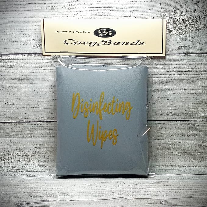 Decorative Cleaning Wipes Cover Gold Script (Small, Black)