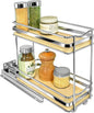 LYNK PROFESSIONAL® Élite™ Pull Out Spice Organization for Cabinets - 4-3/8 inch Wide – Spice Rack for Inside Cabinets – Wood/Chrome - Sliding Spice Rack Organizer for cabinet – Spice Rack - 2 Tier