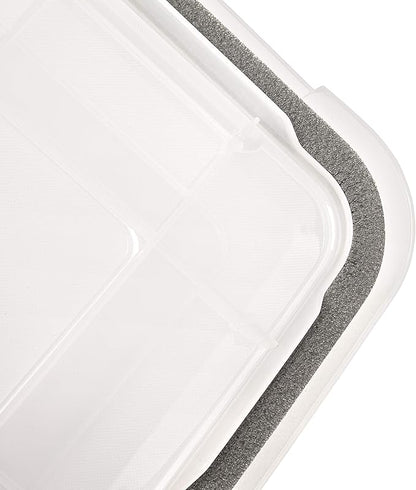 IRIS USA WeatherPro 32 Qt Storage Bins with Lids, 4 Pack, BPA-Free Plastic Gasket Box with Tight Latch and Seal, Stackable Nestable Tote Tub - Clear/Black