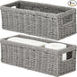 Vagusicc Wicker Storage Basket, Paper Rope Wicker Baskets with Handles, Toilet Paper Basket for Toilet Tank Top, Small Wicke Baskets for Organizing Shelves, 2-Pack, Grey