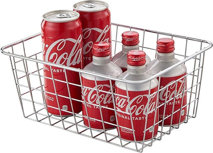 JUNCHU CHERRY Wire Kitchen Storage Basket 5 Packs,Perfect Pantry Organization Accessories Baskets,Laundry Basket,Countertop Organization,Suitable for Kitchen,bathroom,bedroom,Tabletop,Stackable,Chrome
