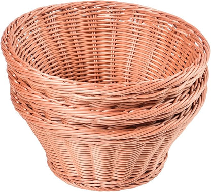 Set of 3 Round Plastic Woven Storage Baskets, Organization Bins for Classroom, Home Decor, or Office Use, 10.5" x 4.75”