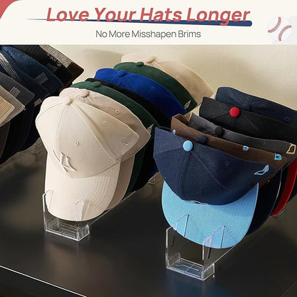 Vtopmart 4 Pack Hat Organizer Holder for Baseball Caps Storage, Clear Hats Display Stand Holds Up to 28 Caps for Closet, Dresser