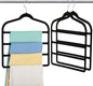 Velvet Pant Clothes Hanger Space Saving Non Slip Shorts Hanger, Myfolrena Jeans Slack Trousers Hangers Multiple Velvet Hanger Closet Organizer Storage and Organization for Jeans,Scarf,Tie(Black,3)