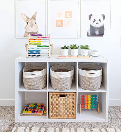 Brown Cotton Rope Basket for Shelf Storage - 15"×10"×9½" - Woven Decorative Basket for Organizing - Closet, Nursery, Bedroom - Toys, Books, Towels, Clothes