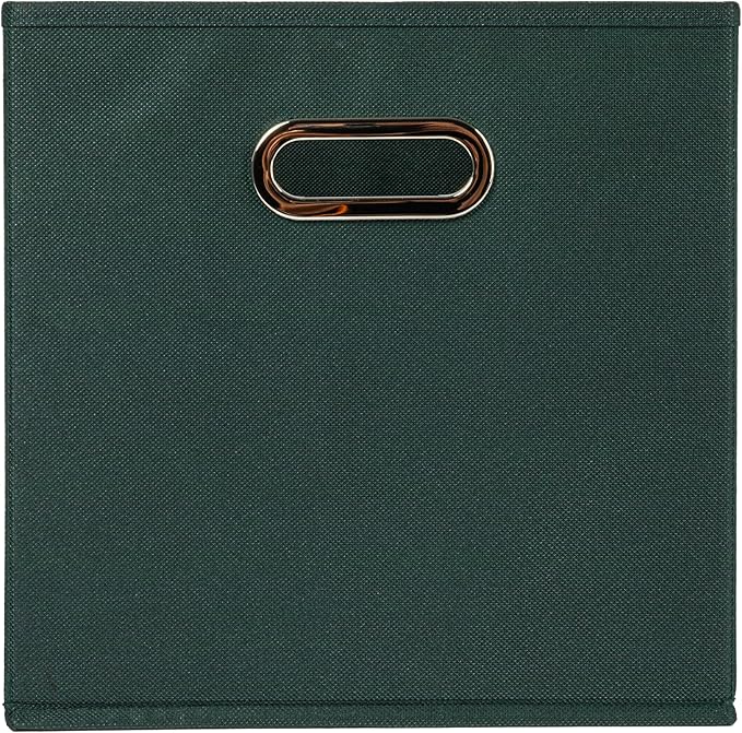Household Essentials Foldable Fabric Storage Cubes 36-Pack – 11x11x11 Stackable Non-Woven Bins with Chipboard Sides & Grommet Handles – Closet, Shelf, Nursery, or Office Organizer – Dark Green