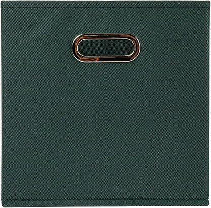 Household Essentials Foldable Fabric Storage Cubes 36-Pack – 11x11x11 Stackable Non-Woven Bins with Chipboard Sides & Grommet Handles – Closet, Shelf, Nursery, or Office Organizer – Dark Green
