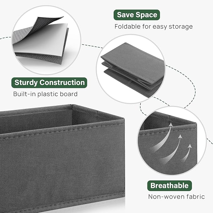 Kootek 16 Pack Drawer Organizer Clothes, Dresser Drawer Organizers for Clothing Fabric Foldable Closet Organizers and Storage Bins for Baby Clothes, Nursery, Underwear, Bras, Socks