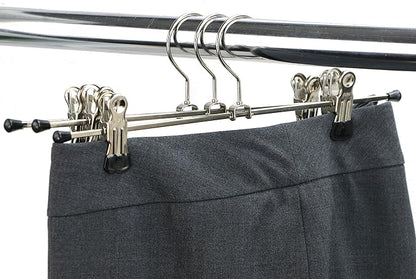 Mawa by Reston Lloyd Space-Saving Clothes Hanger for Pants and Skirts with Two Non-Slip Clips, Style K/30D, 12-Inch, Set of 2, White