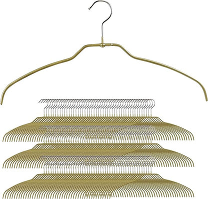 Mawa by Reston Lloyd Silhouette Ultra-Thin Series, Non-Slip Space Saving Shirt Hanger, Style 42/FT, Gold, Pack of 180