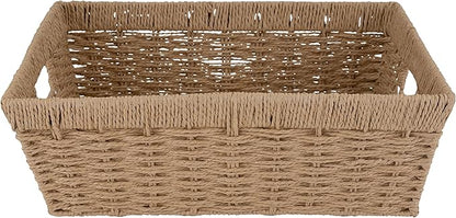 Simplify Large Shelf Storage Basket | Dimensions: 15"x 13"x 5" | Dutch Weave Design | Home Organization | Paper Rope Material | Great For Leaving Spaces | Great for Displaying