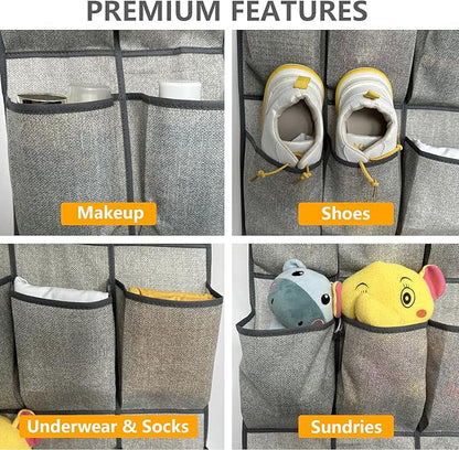 homyfort 2 Pack Over the Door Shoe Organizer, Hanging Shoe Rack Storage Holder with 48 Large Pockets for Closet Door (Grey)