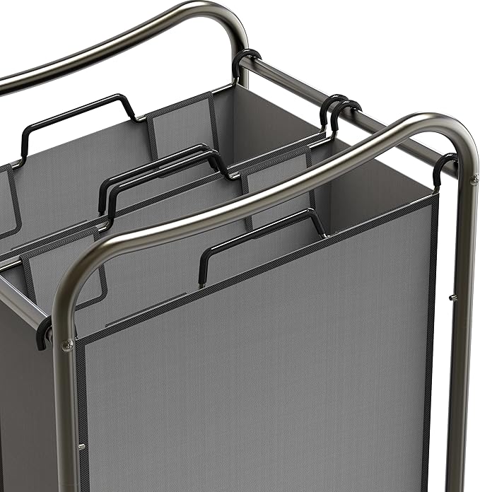 Simple Houseware 2-Bag Heavy Duty Rolling Laundry Sorter Cart, Dark Gray – 2 Section Removable Bags and Lockable Wheels for Laundry Room Organization