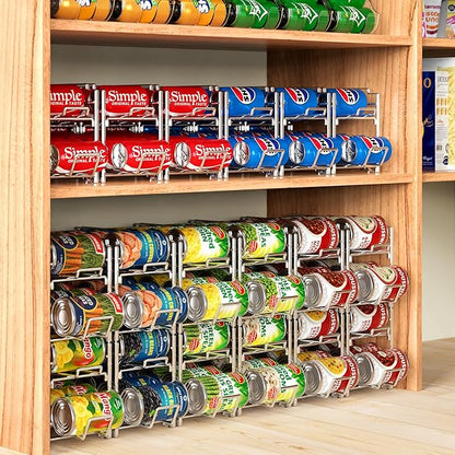 Simple Houseware Soda Can Organizer Stackable Rack Dispenser for Pantry/Refrigerator, Chrome, 4 Pack