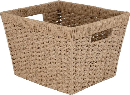 Simplify Large Storage Basket | Dimensions: 15"x 13"x 10" | Dutch Weave Design | Storage Organization | Paper Rope Material | Great Closets | Display